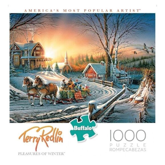 Buffalo Games Terry Redlin Pleasures of Winter 1000 pc Jigsaw Puzzle - Picture 2 of 11